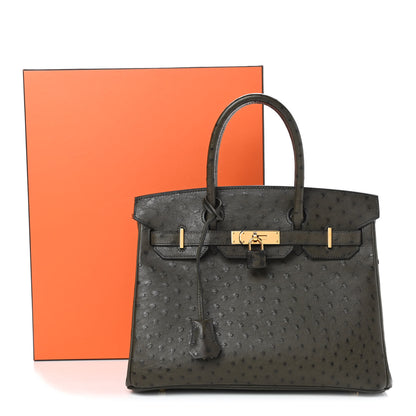 Hermes Ostrich Birkin 30 Vert Olive 32 of 32