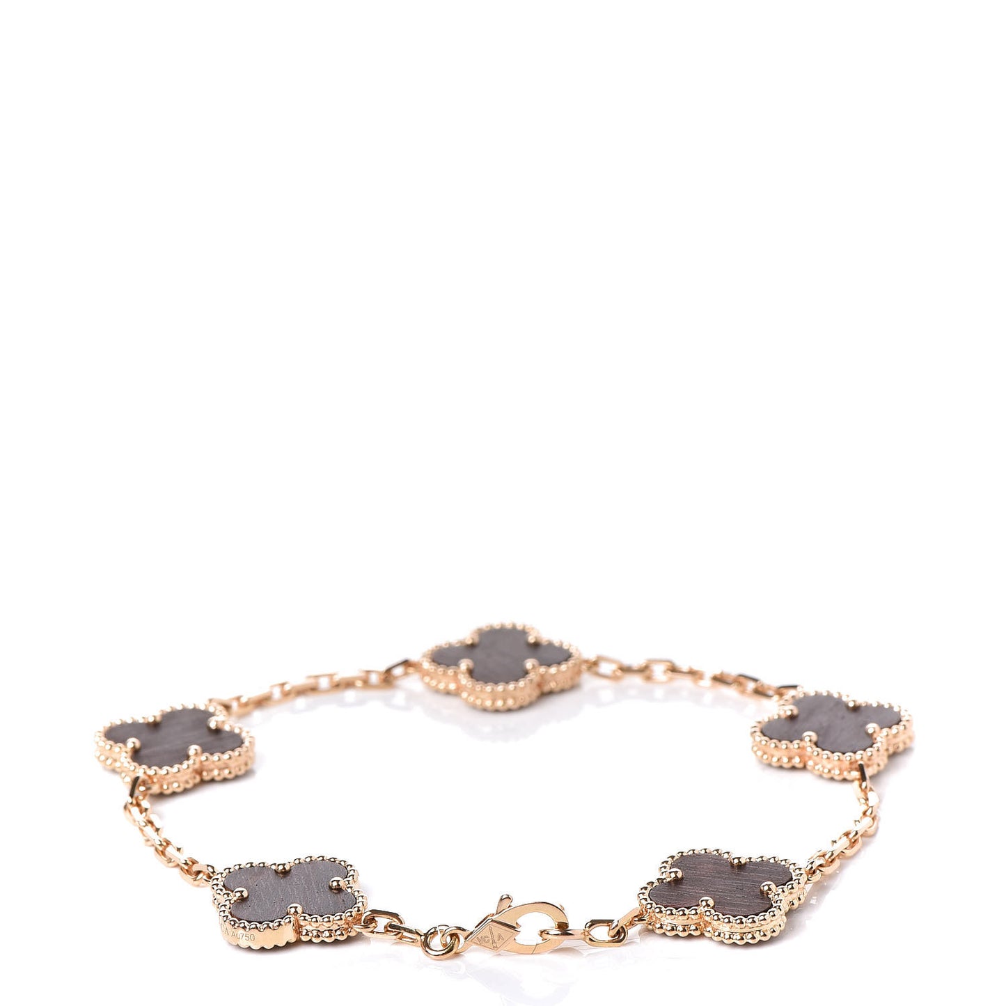 18K Rose Gold Letterwood 5 Motifs Vintage Alhambra Bracelet