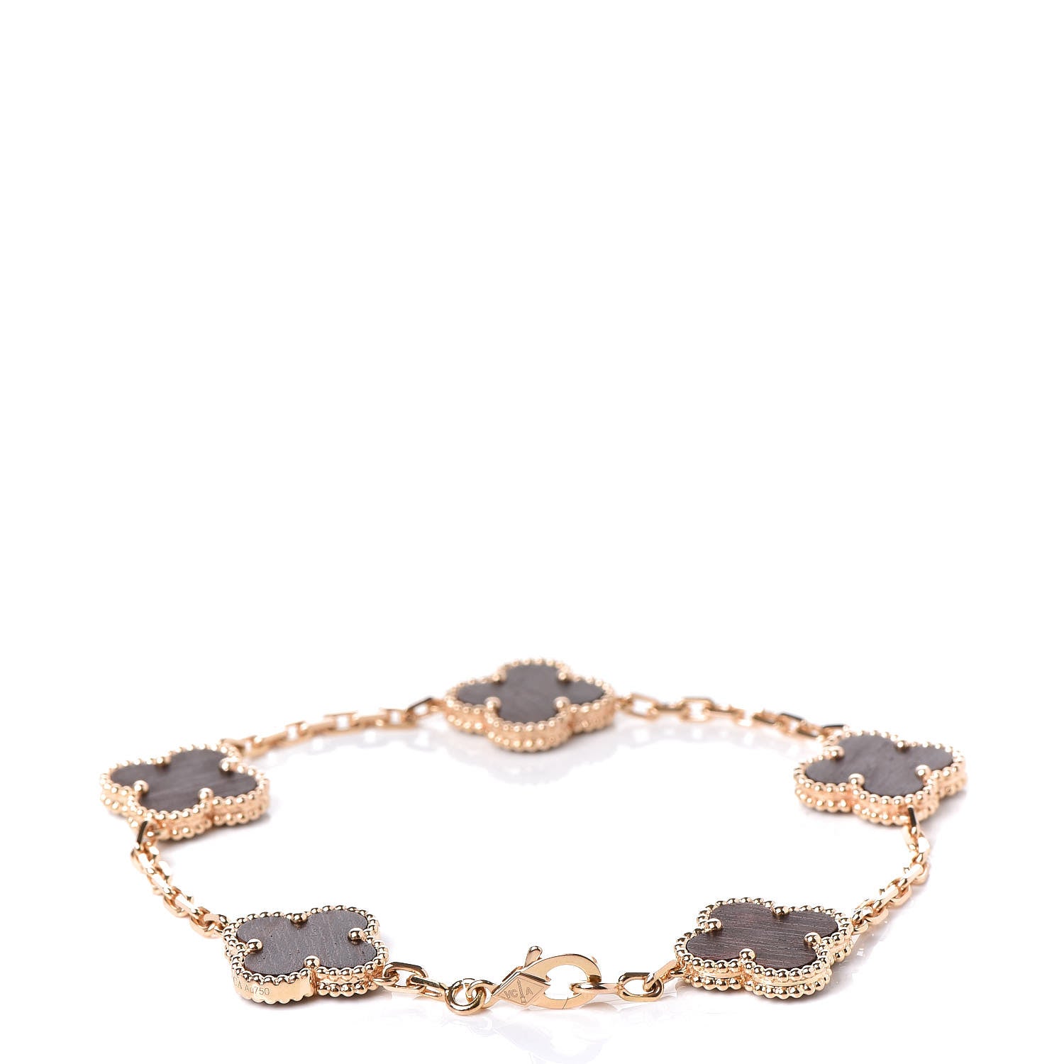 Van Cleef & Arpels 18K Rose Gold Letterwood 5 Motifs Vintage Alhambra Bracelet 3 of 5
