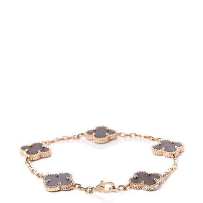 Van Cleef & Arpels 18K Rose Gold Letterwood 5 Motifs Vintage Alhambra Bracelet 3 of 5