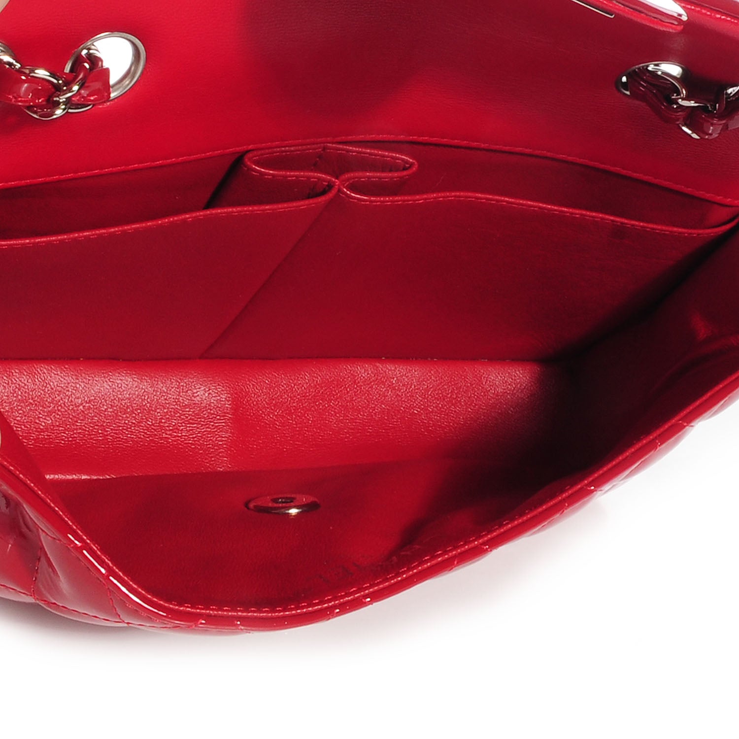 Chanel Patent Quilted East West Flap Red 7 of 9