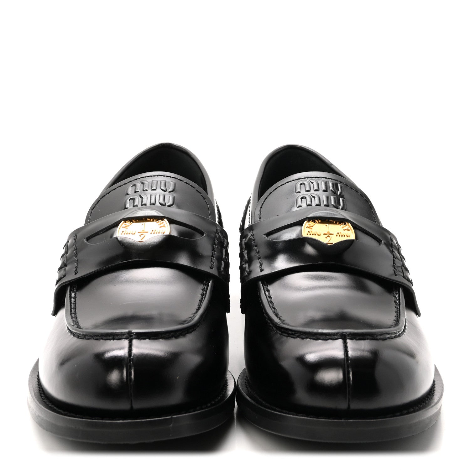 Miu Miu Spazzolato Penny Loafers 37 Black 1 of 8