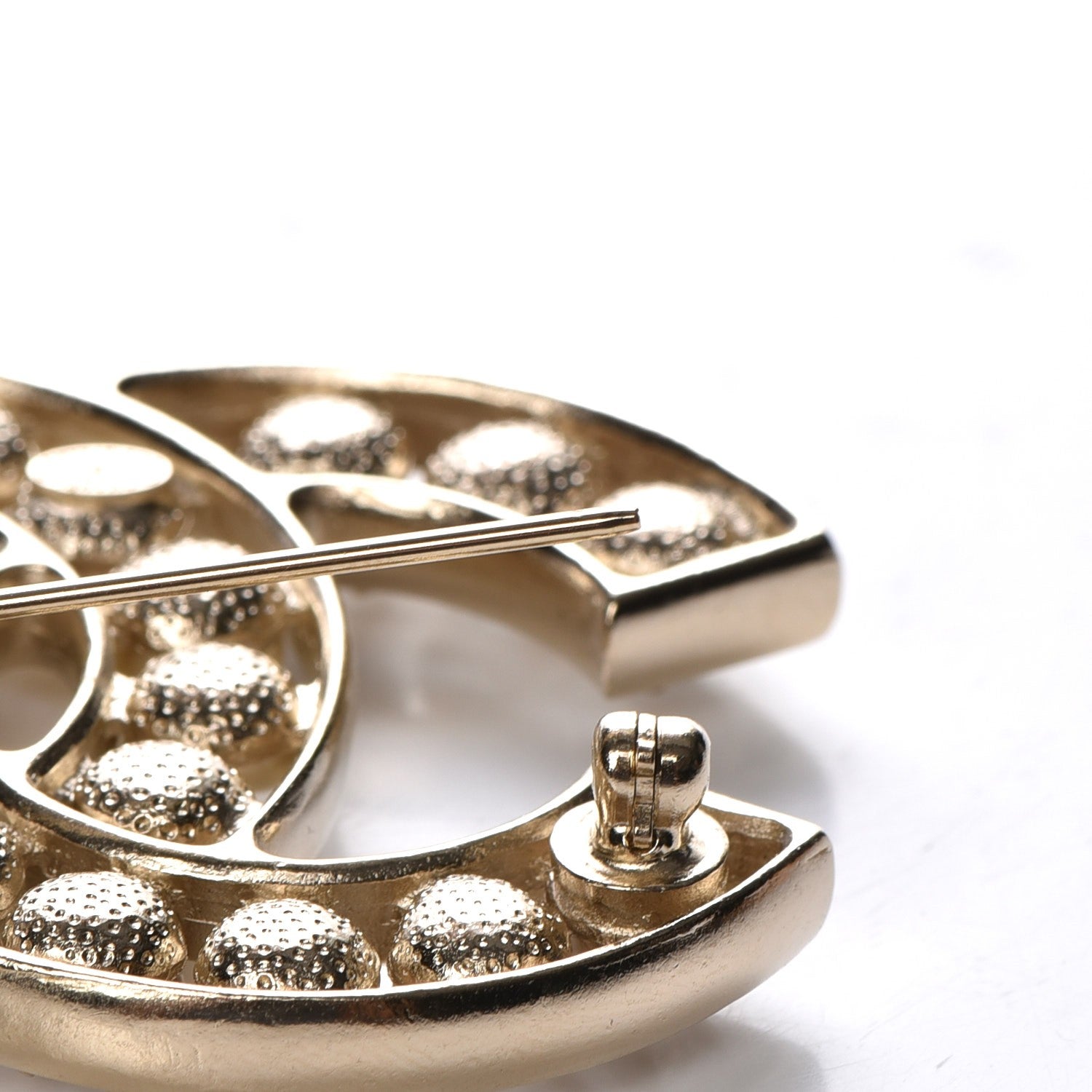 Chanel Pearl Crystal CC Brooch Gold 6 of 6