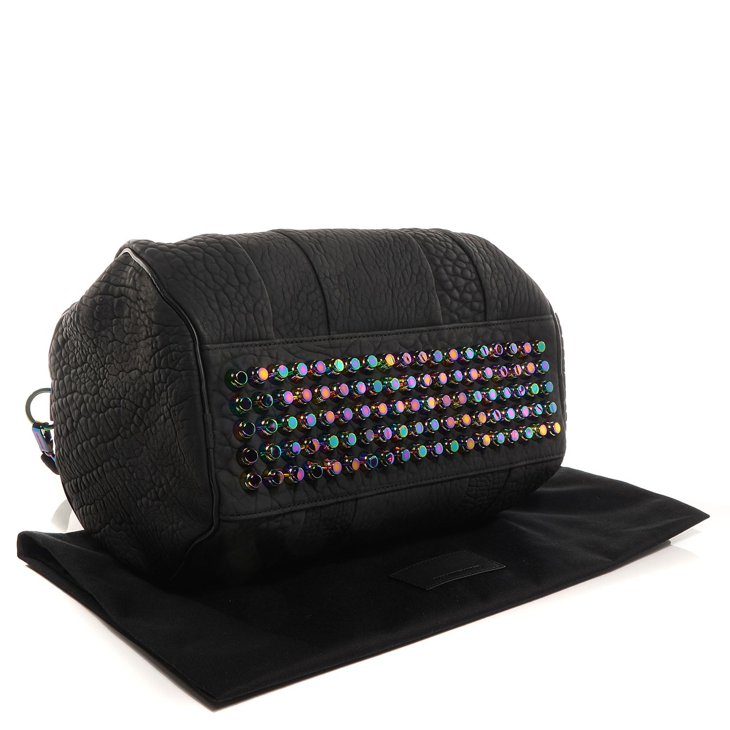 Alexander Wang Pebbled Lambskin Rocco Duffel Matte Black w Iridescent Hardware 4 of 7
