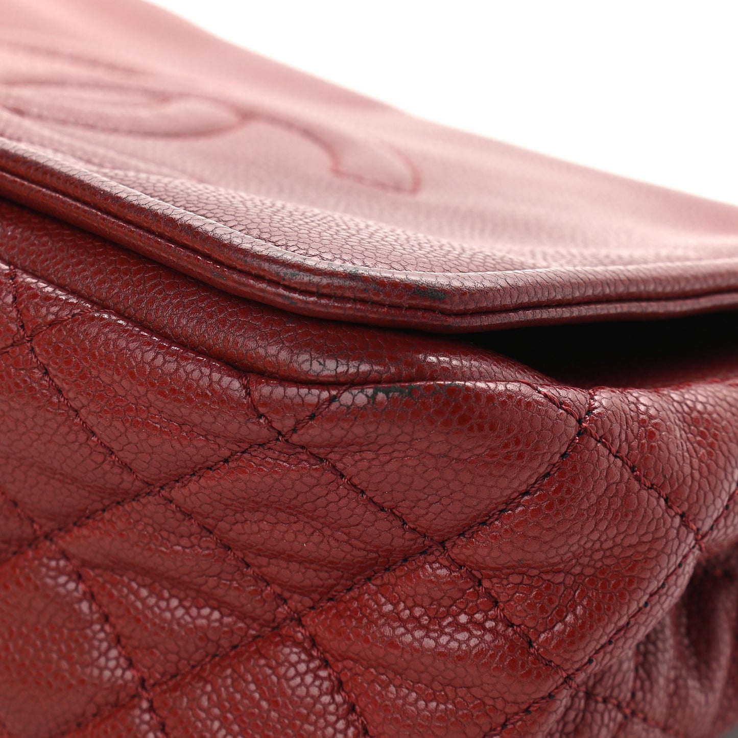 Caviar Large Timeless CC Flap Dark Red