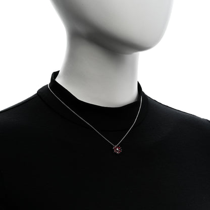 Harry Winston Platinum Diamond Ruby Forget Me Not Pendant Necklace 2 of 5