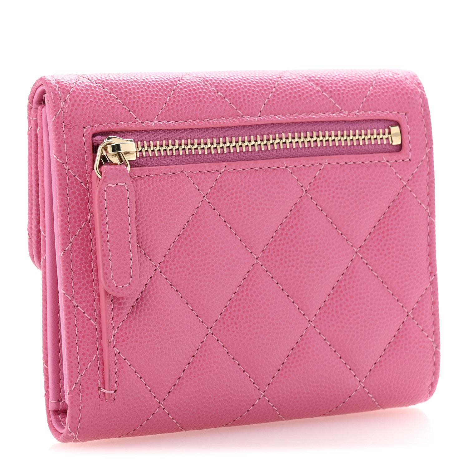 Chanel Caviar Quilted Compact Flap Wallet Pink 3 of 10