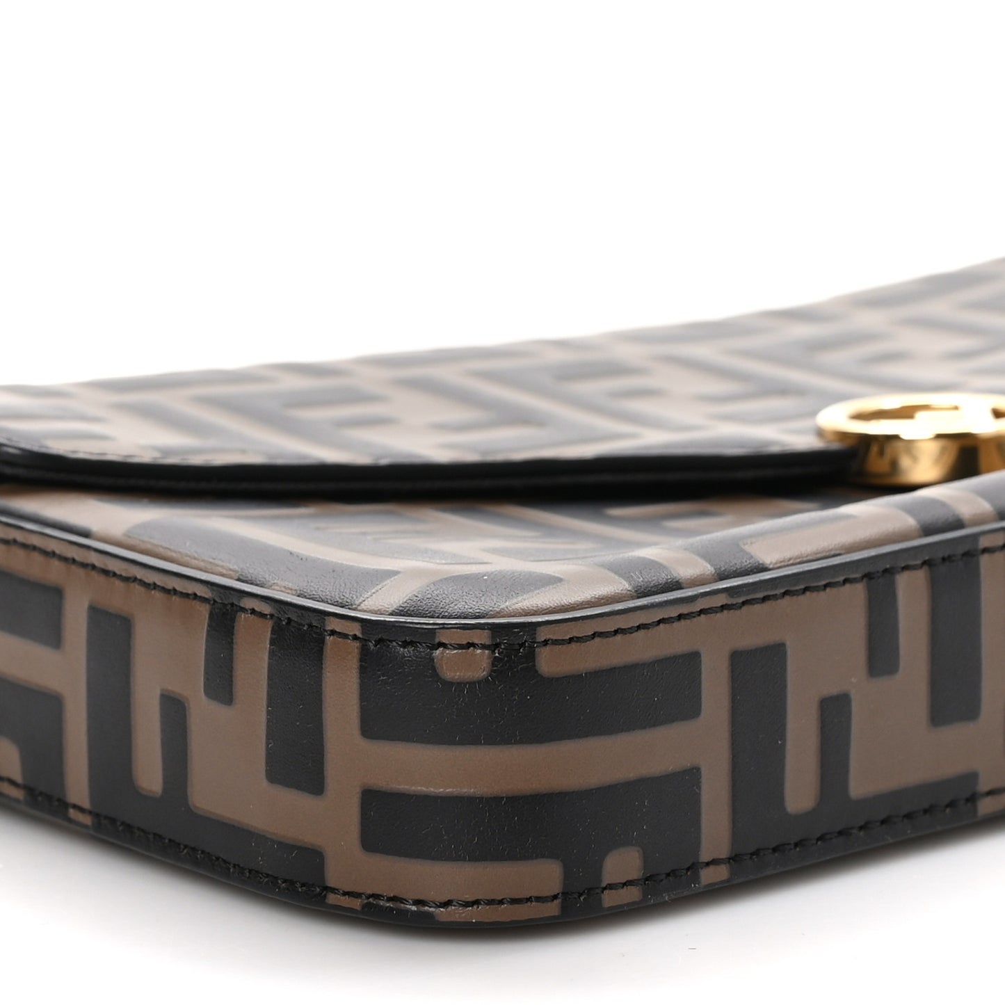Vitello Soft F is Fendi Bi-Color FF 1974 Embossed Envelope Wallet On Chain with Pouches Maya Black