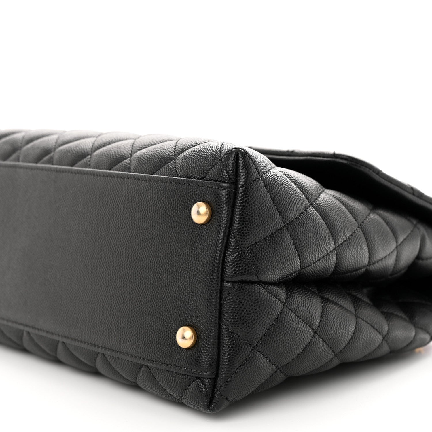 Chanel Caviar Elaphe Quilted Medium Coco Handle Flap Black Burgundy 10 of 10