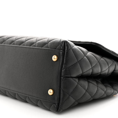 Chanel Caviar Elaphe Quilted Medium Coco Handle Flap Black Burgundy 10 of 10