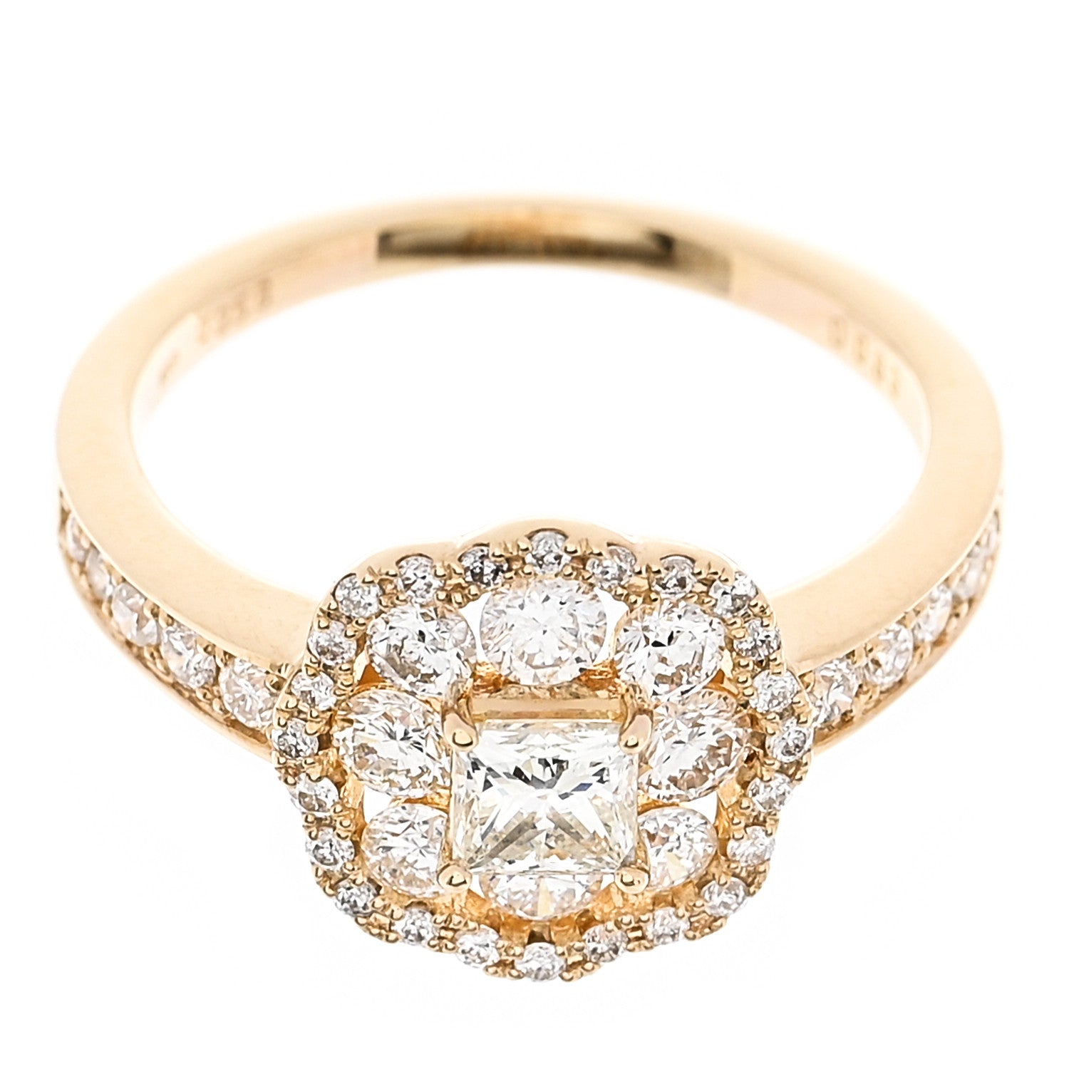 Parker & West by FASHIONPHILE 18K Yellow Gold Diamond 1.18ctw Flower Pave Halo Ring 53 6.5 7 of 10