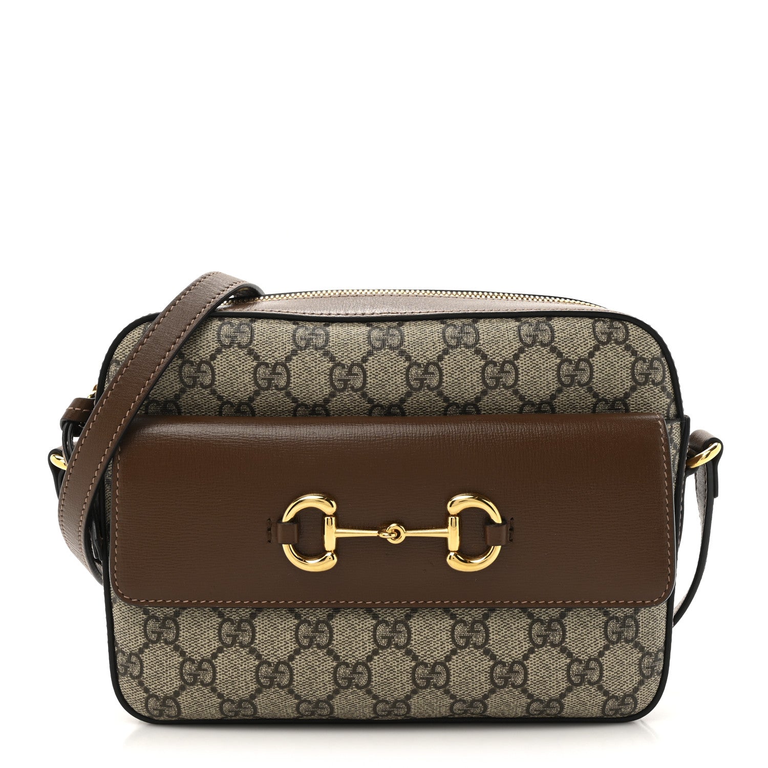 Gucci GG Supreme Monogram Small Horsebit 1955 Shoulder Bag Beige Brown Sugar 1 of 11