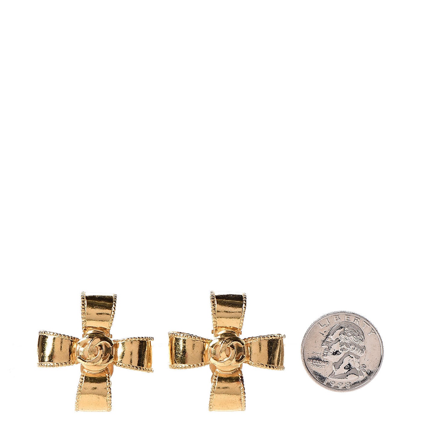 Ribbon CC Clip On Earrings Gold