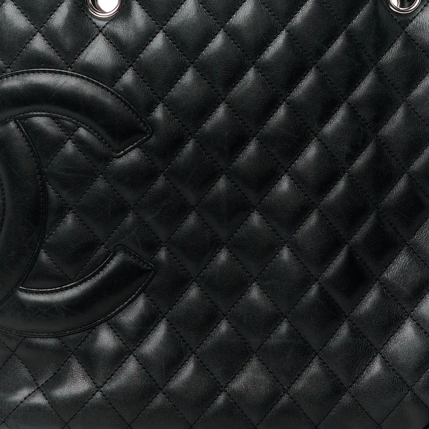 Calfskin Quilted Large Cambon Tote Black