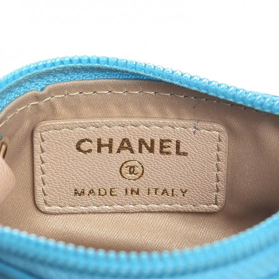 Lambskin Camellia Embossed Key Holder Case Turquoise