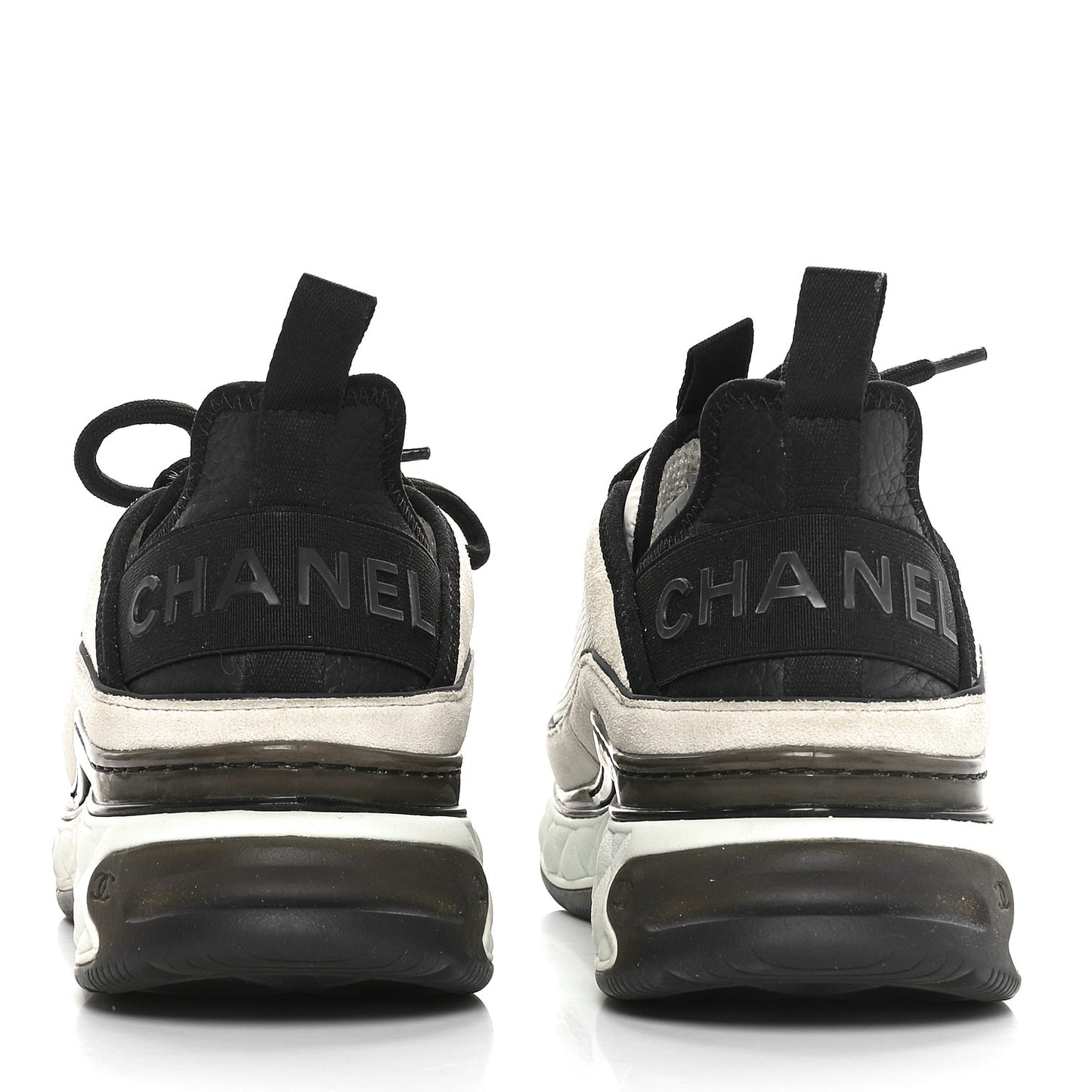Velvet Calfskin Mixed Fibers CC Sneakers 37.5 Ivory Black