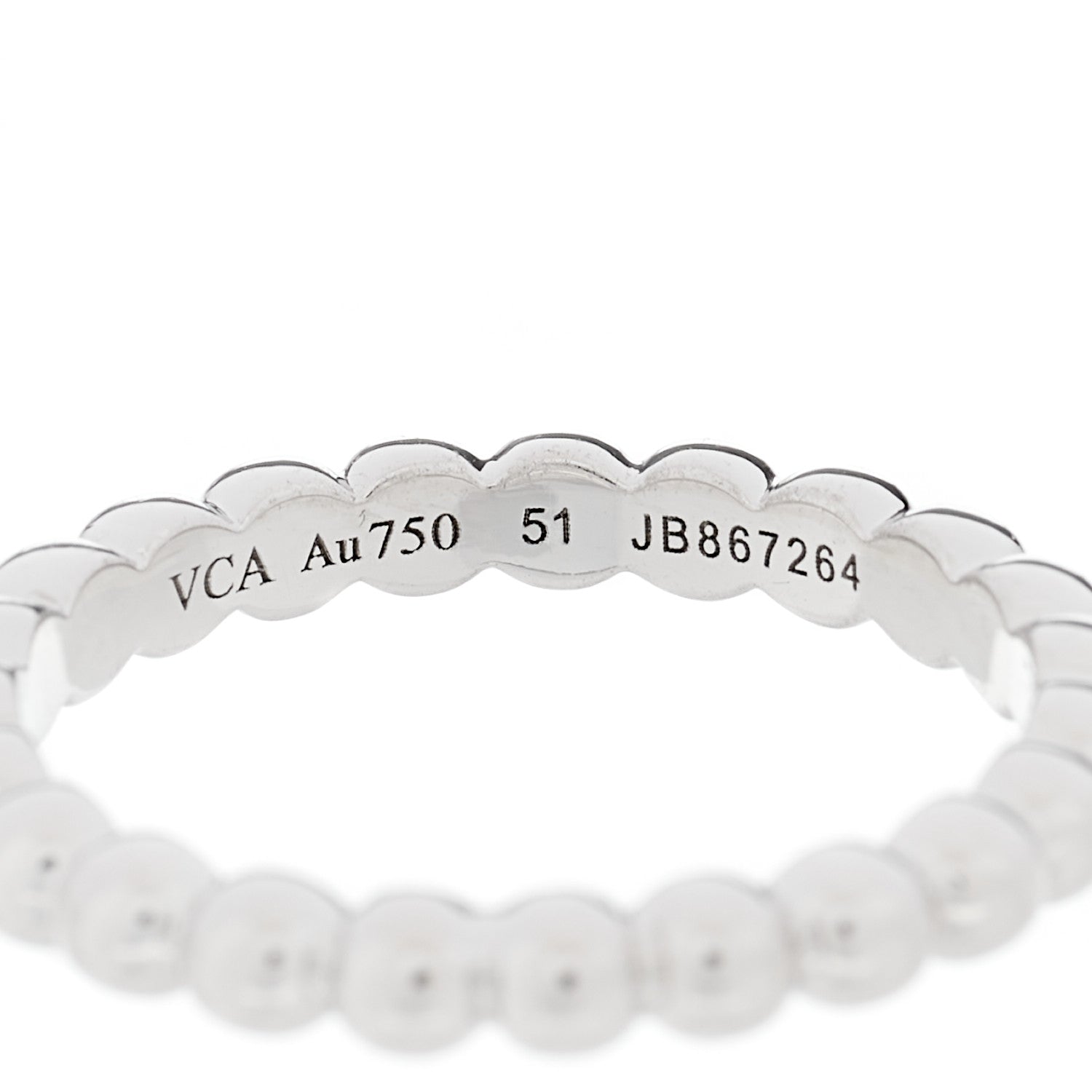 Van Cleef & Arpels 18K White Gold Medium Perlee Ring 51 5.75 4 of 5
