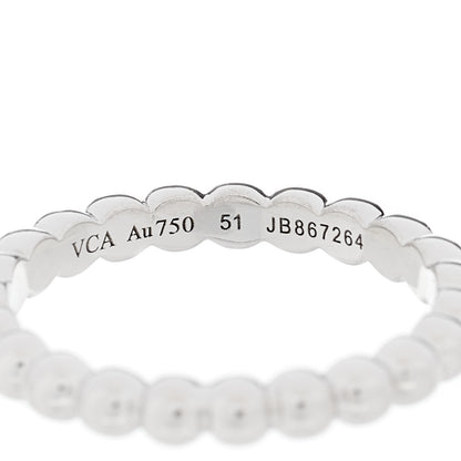 Van Cleef & Arpels 18K White Gold Medium Perlee Ring 51 5.75 4 of 5