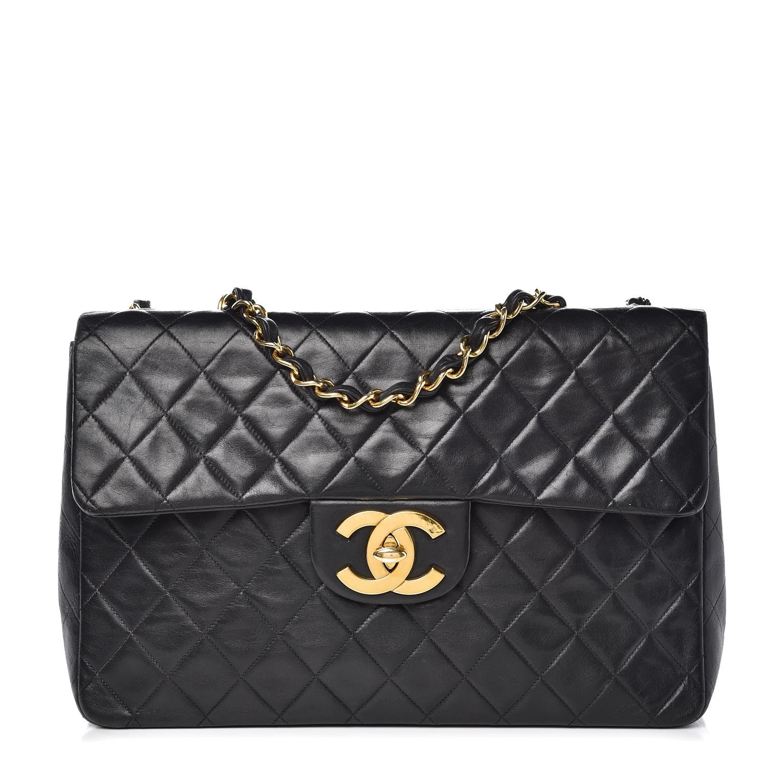 Chanel Lambskin Quilted XL Jumbo Single Flap Black 1 of 12