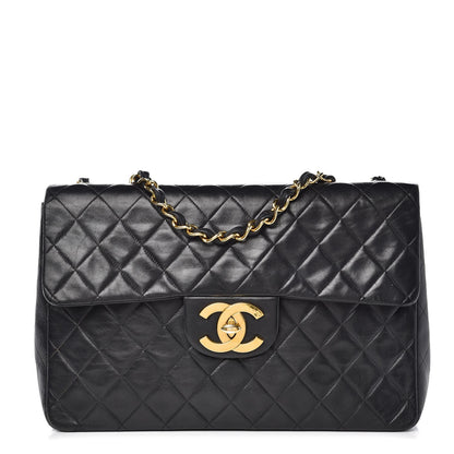 Chanel Lambskin Quilted XL Jumbo Single Flap Black 1 of 12