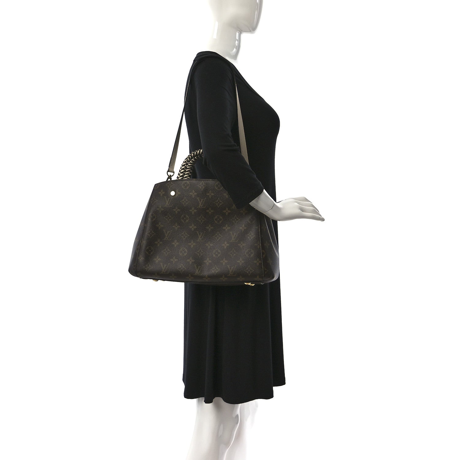 Louis Vuitton Monogram Braided Montaigne MM Creme Beige 2 of 9