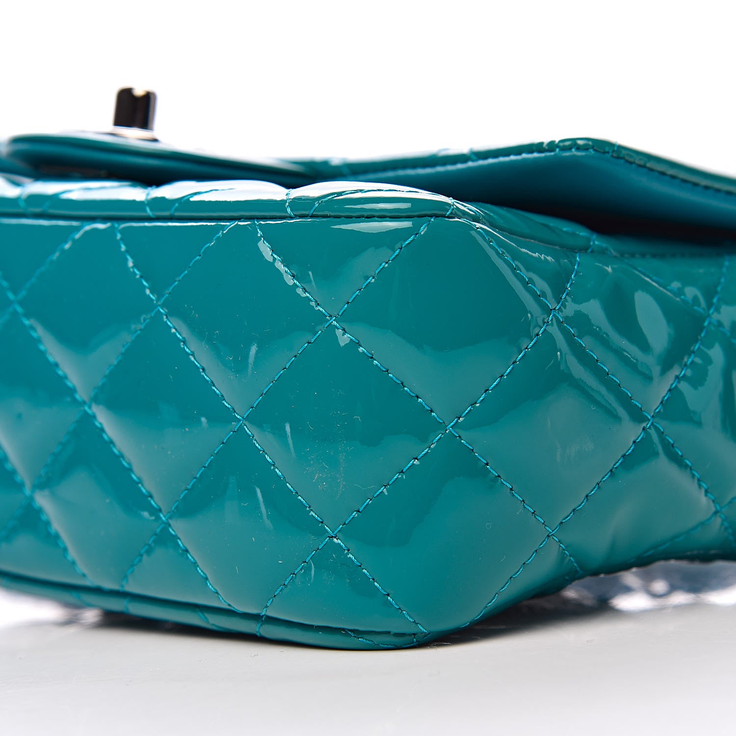 Chanel Patent Quilted Mini Rectangular Flap Turquoise 9 of 10