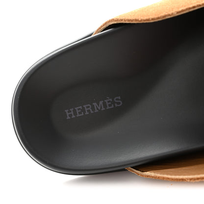 Hermes Suede Calfskin Mens Go Mules 41.5 Brun Fume 7 of 10