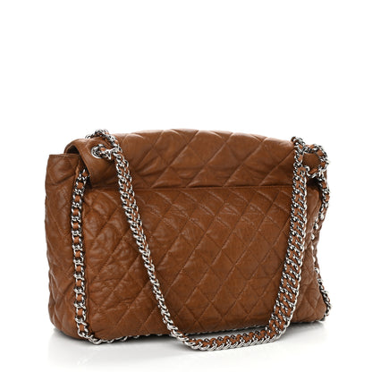 Chanel Washed Lambskin Quilted Chain Around Maxi Flap Brown 3 of 11