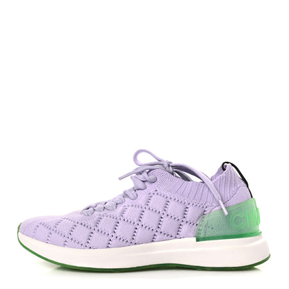 Chanel Knit Quilted Womens CC Sneakers 35.5 Light Purple 1 of 7