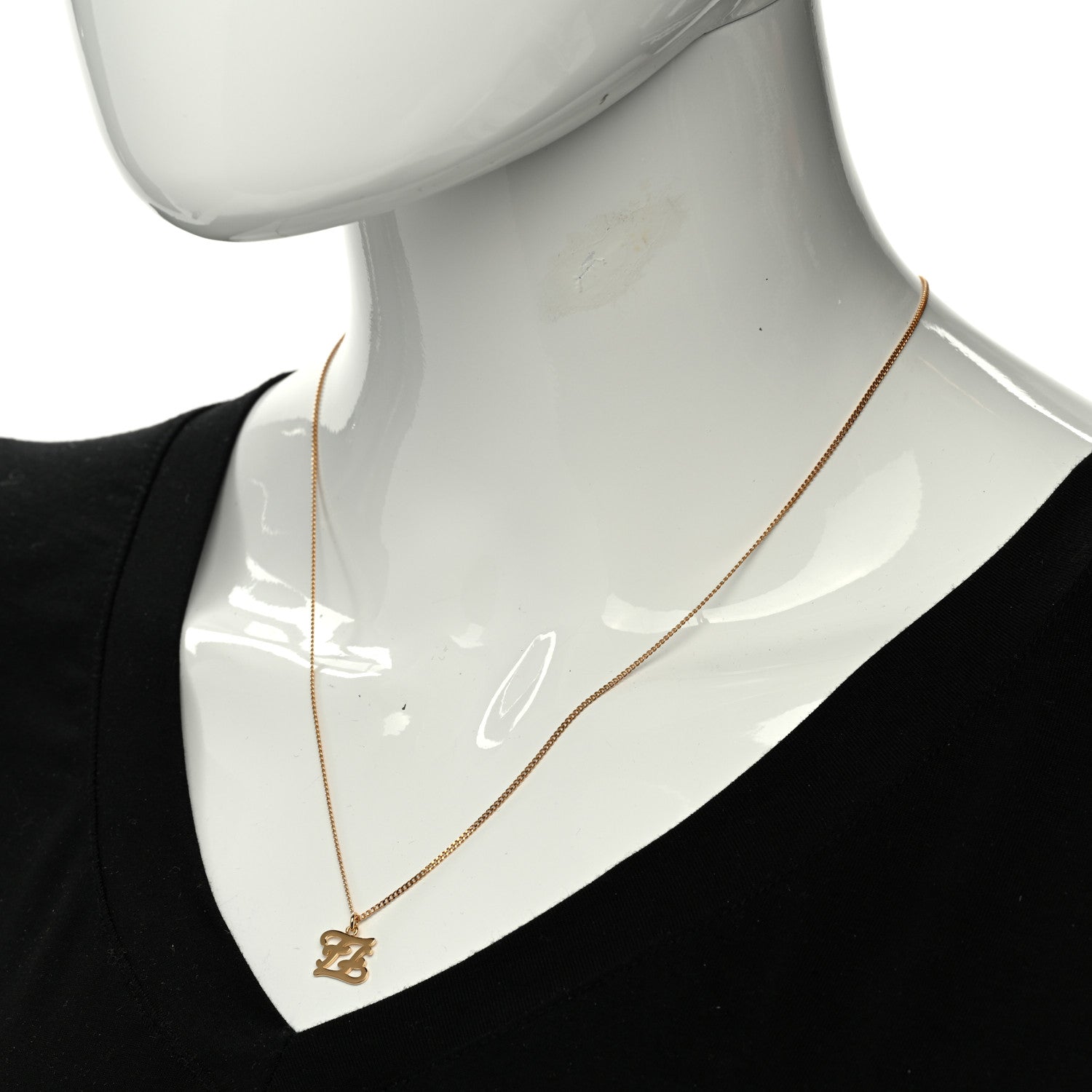 Fendi Metal Karligraphy Necklace Gold 2 of 7