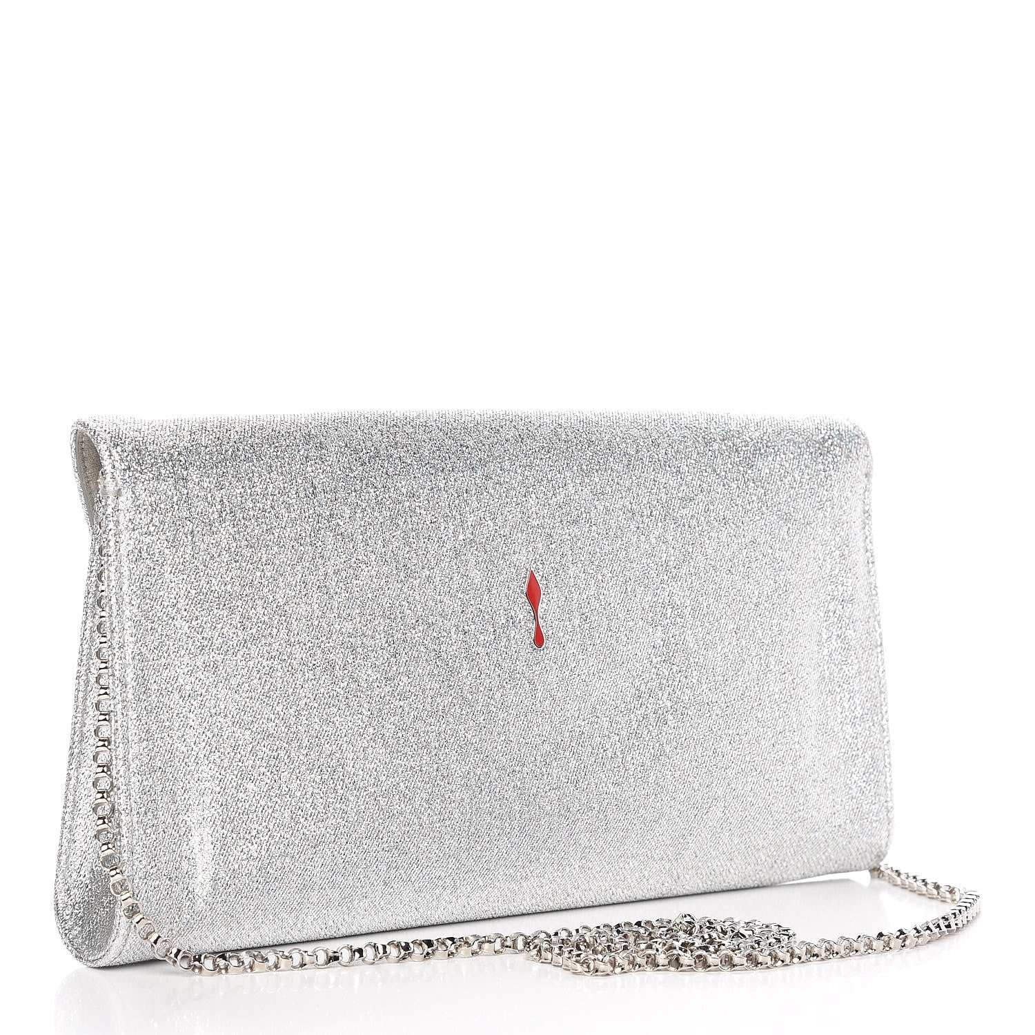 Christian Louboutin Glitter Fabric Vero Dodat Clutch Silver 3 of 6