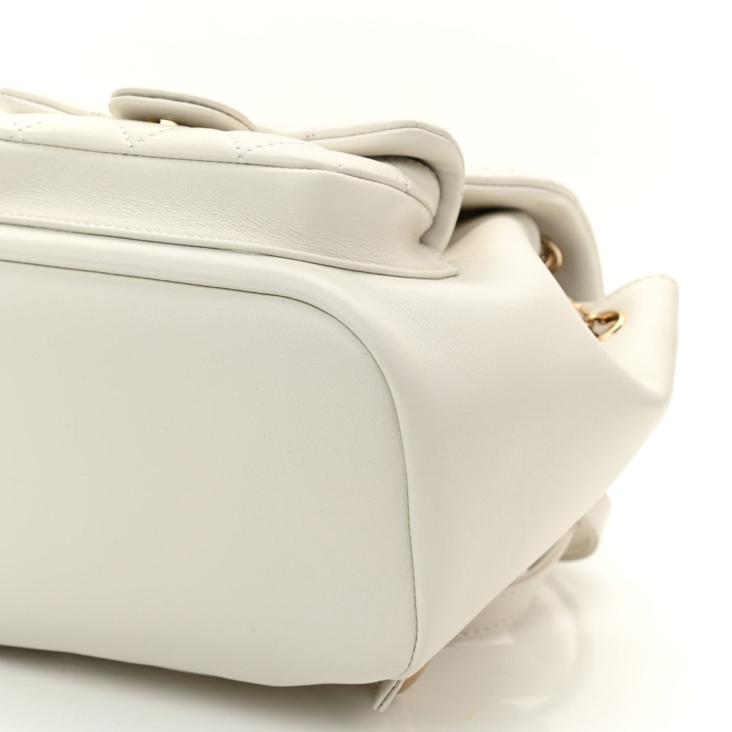 Lambskin Quilted Small Duma Drawstring Backpack White