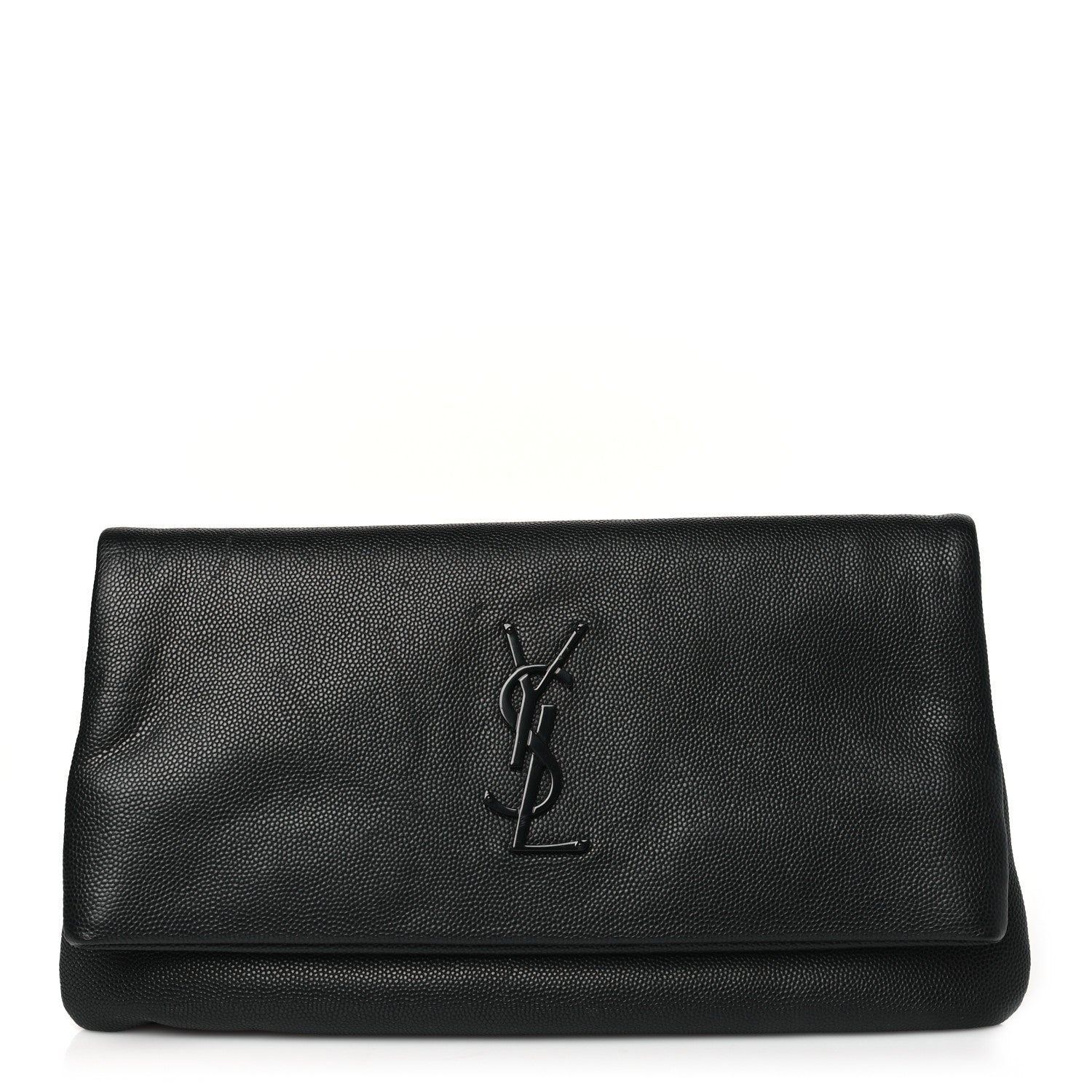 Saint Laurent Grain De Poudre West Hollywood Monogram Fold Over Clutch Black 1 of 9