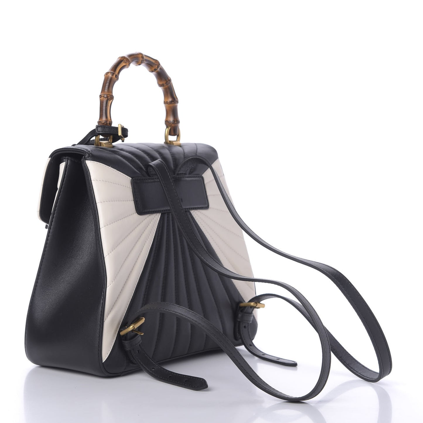 Calfskin Bamboo Trapuntata Queen Margaret Backpack Mystic White Black