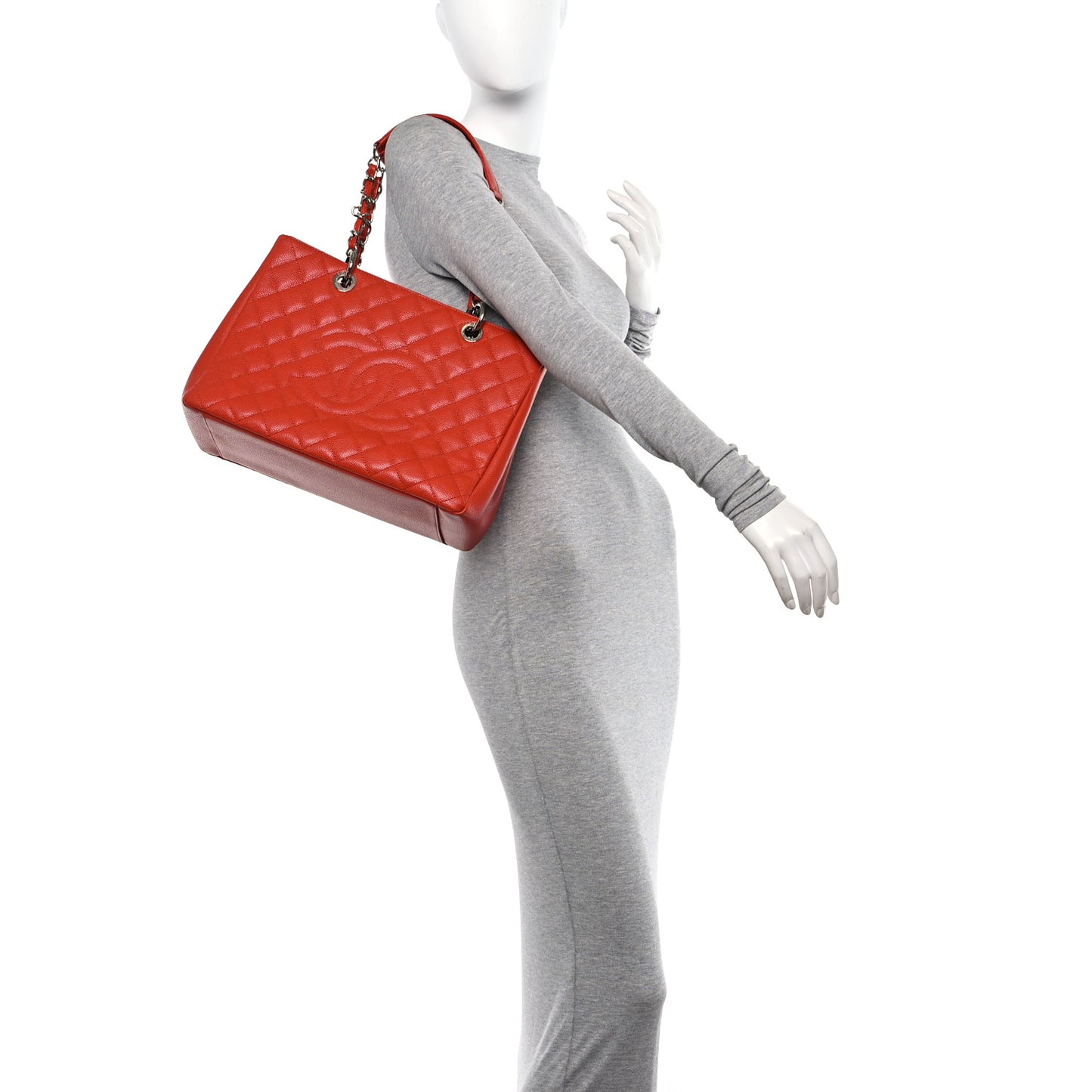 Caviar Quilted Grand Shopping Tote GST Orange