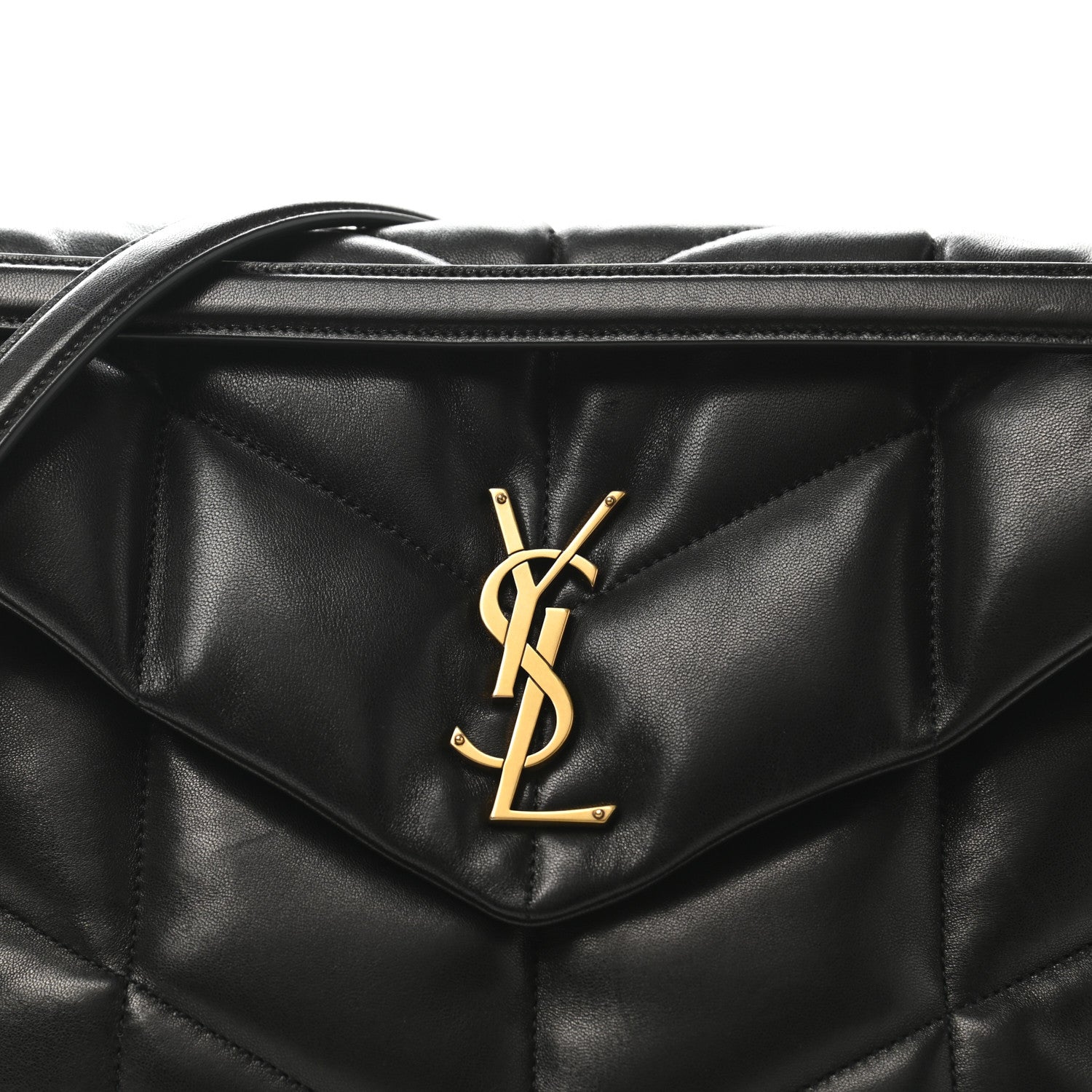 Saint Laurent Lambskin Quilted Medium Loulou Puffer Monogram Chain Satchel Black 10 of 11
