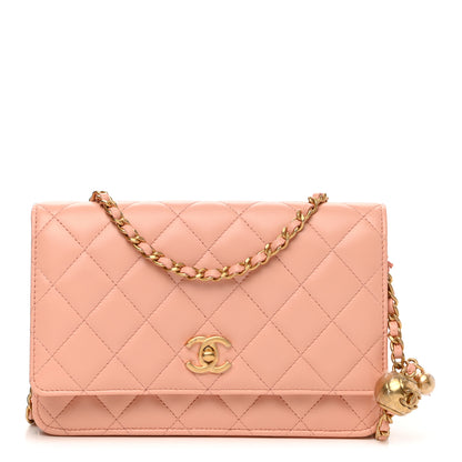 Chanel Lambskin Quilted Pearl Crush Wallet on Chain WOC Light Orange 1 of 9