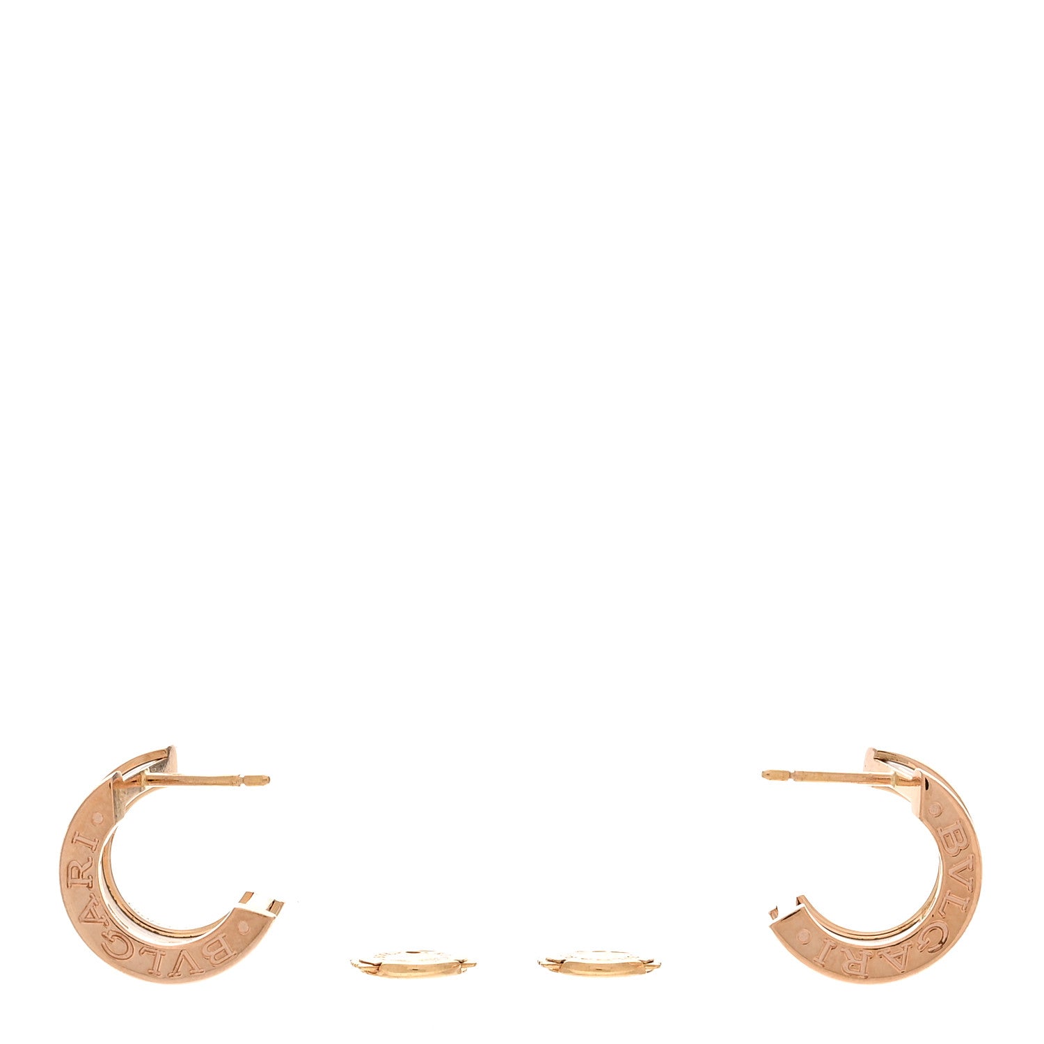 Bulgari 18K Rose Gold White Ceramic B.Zero1 Hoop Earrings 3 of 5