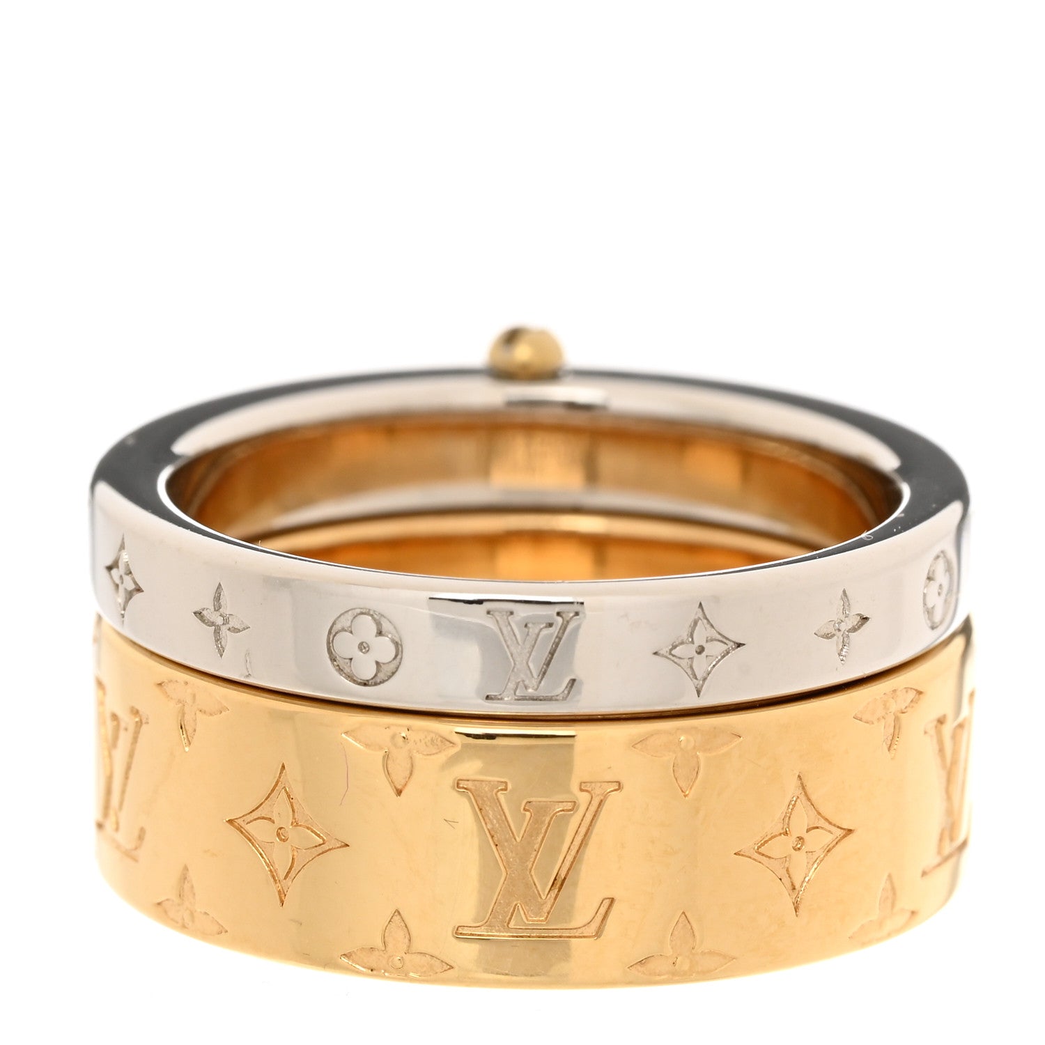 Louis Vuitton Monogram Double Nanogram Ring M Gold Palladium 3 of 5