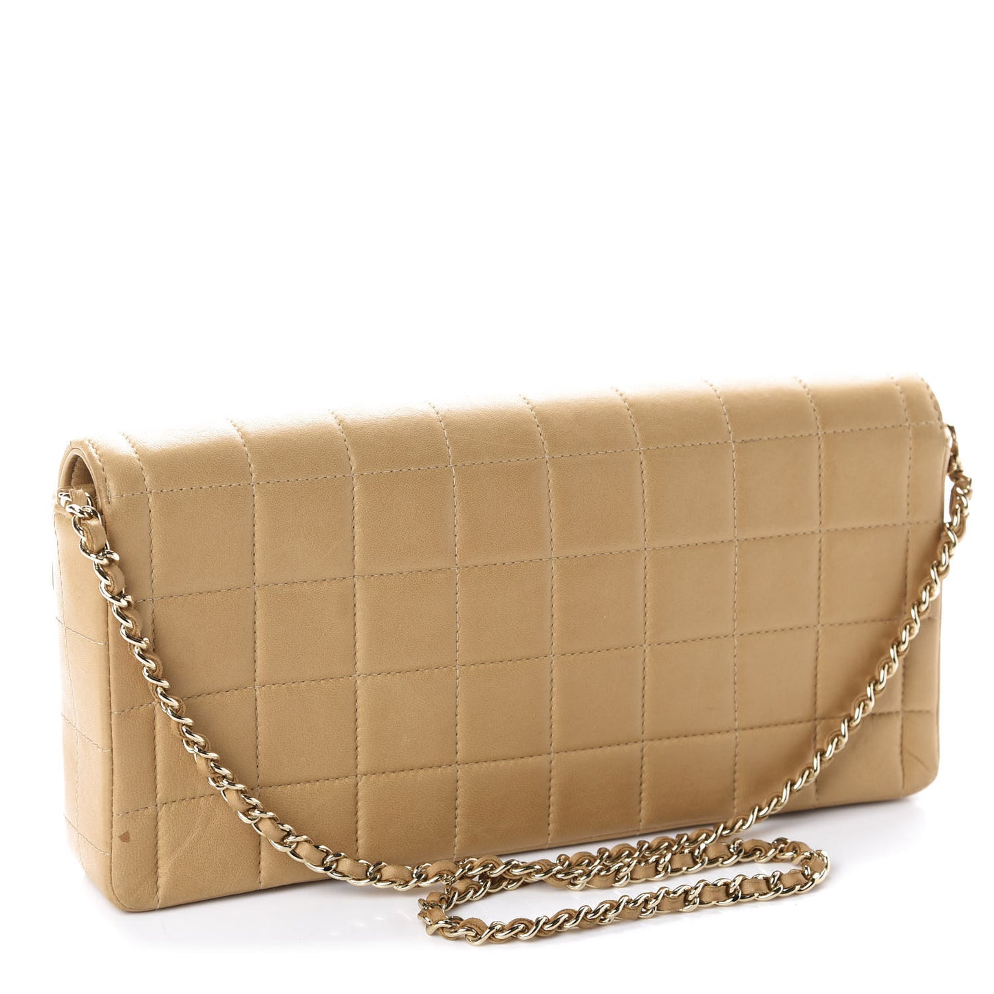 Lambskin East West Chocolate Bar Flap Beige