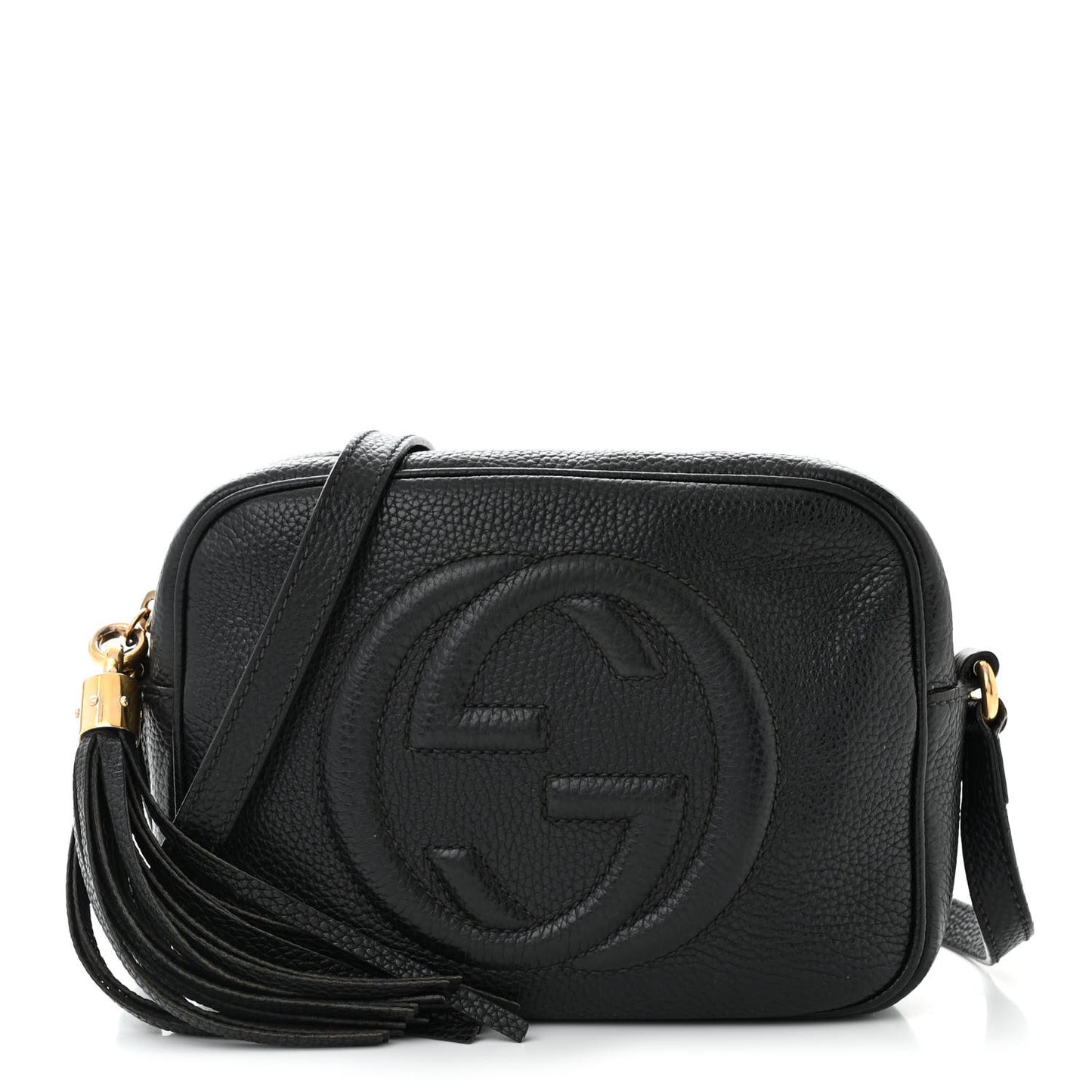 Pebbled Calfskin Small Soho Disco Bag Black