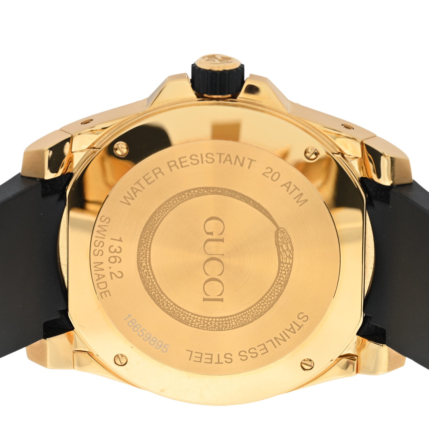 Gucci Stainless Steel Rubber 45mm Dive Snake Quartz Watch Black 3 of 4