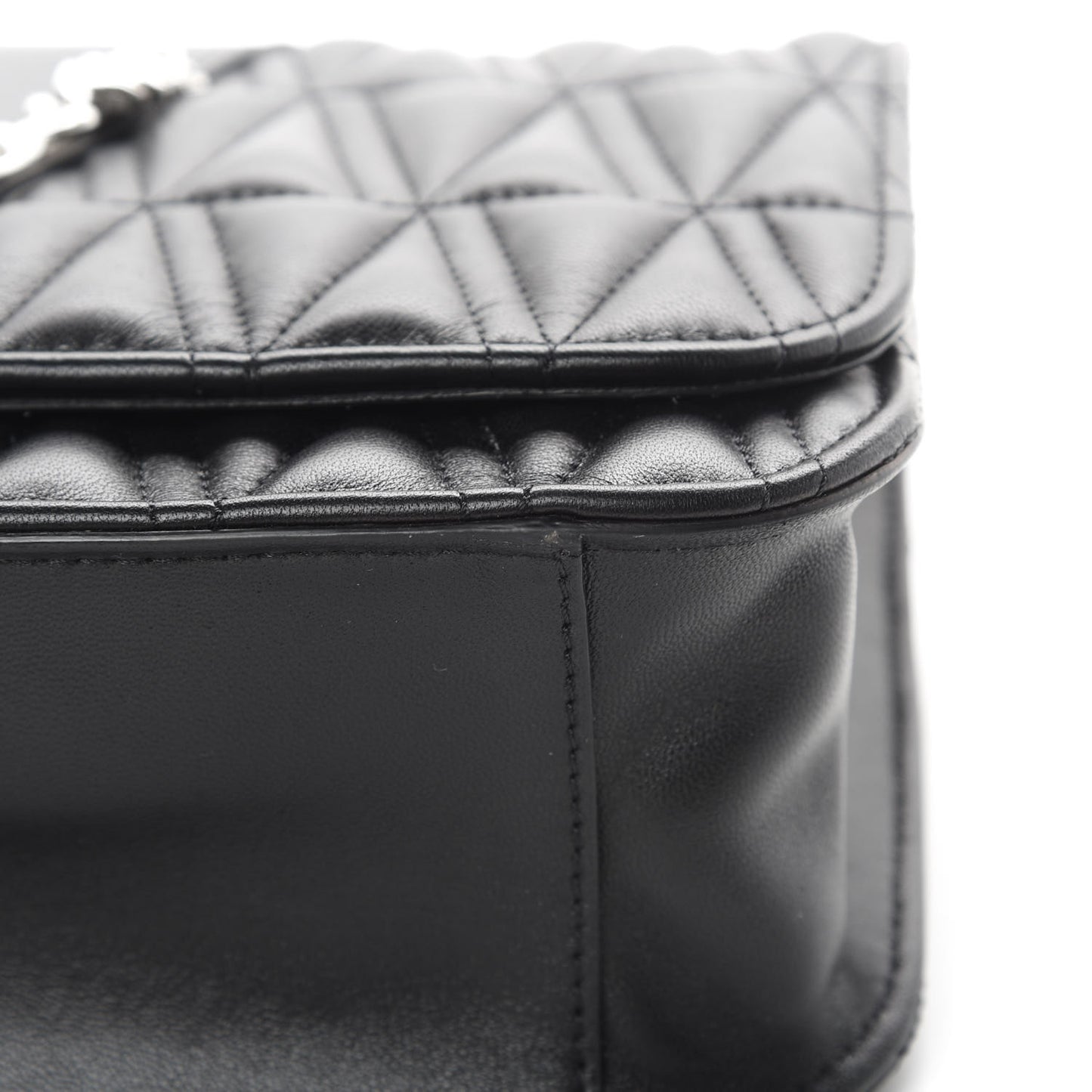 Nappa Quilted Virtus Top Handle Shoulder Bag Black