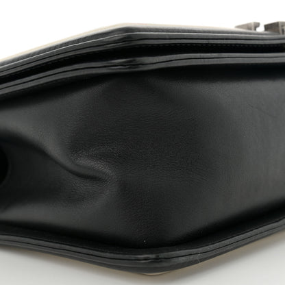 Chanel Calfskin Pleated Medium Boy In Rome Flap Black White 9 of 12