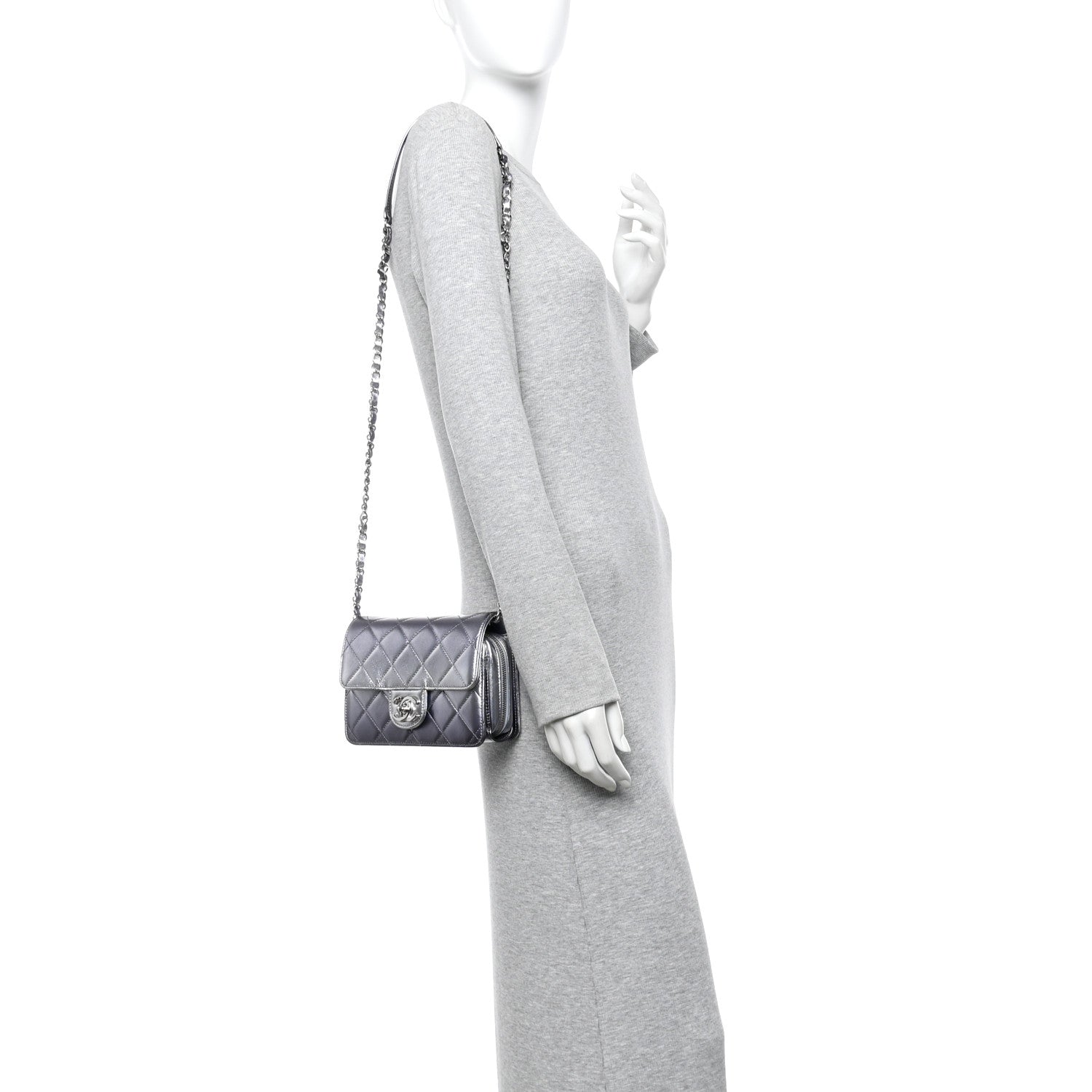 Chanel Metallic Lambskin Like A Wallet Flap Silvery Black 2 of 11