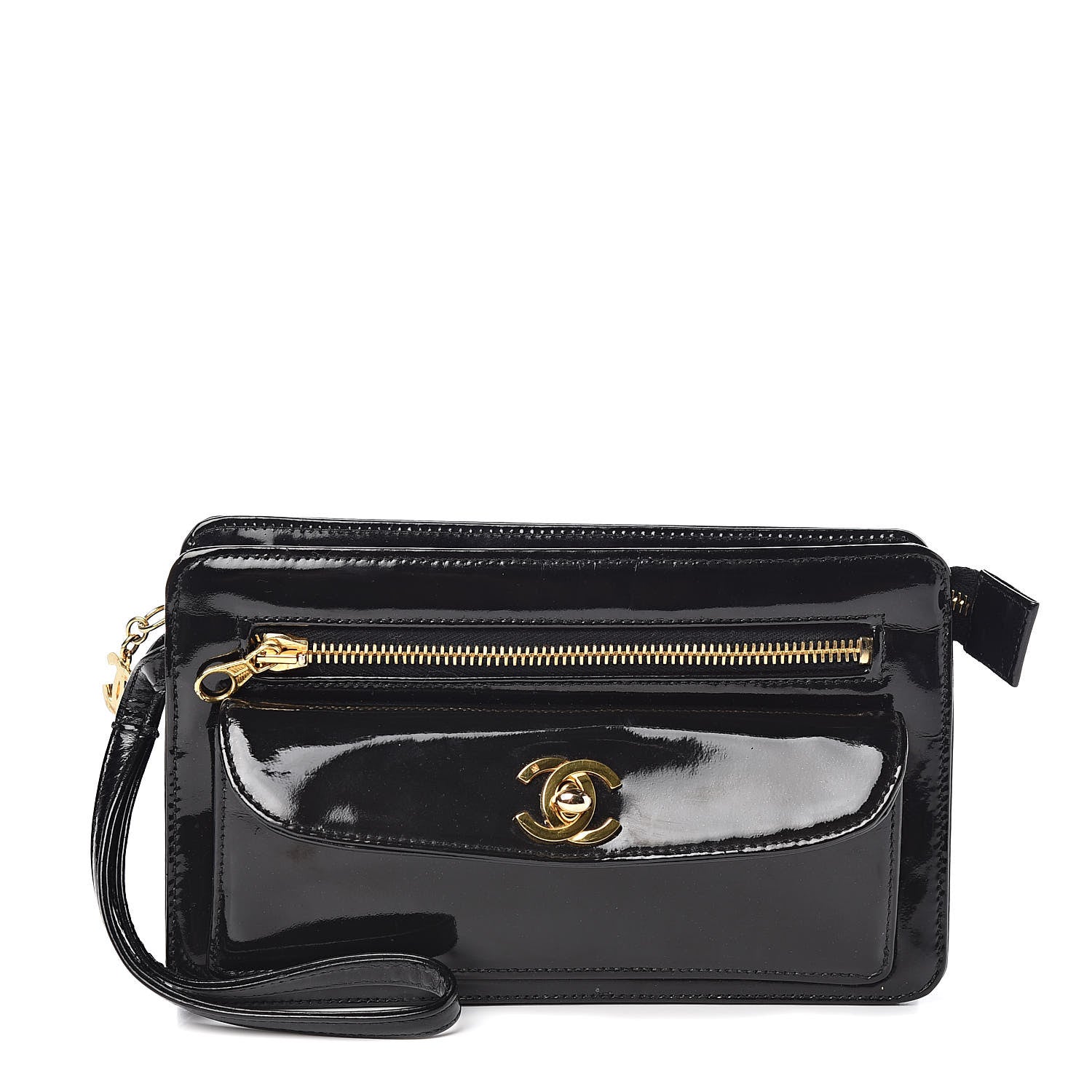 Chanel Patent CC Wristlet Black 1 of 10