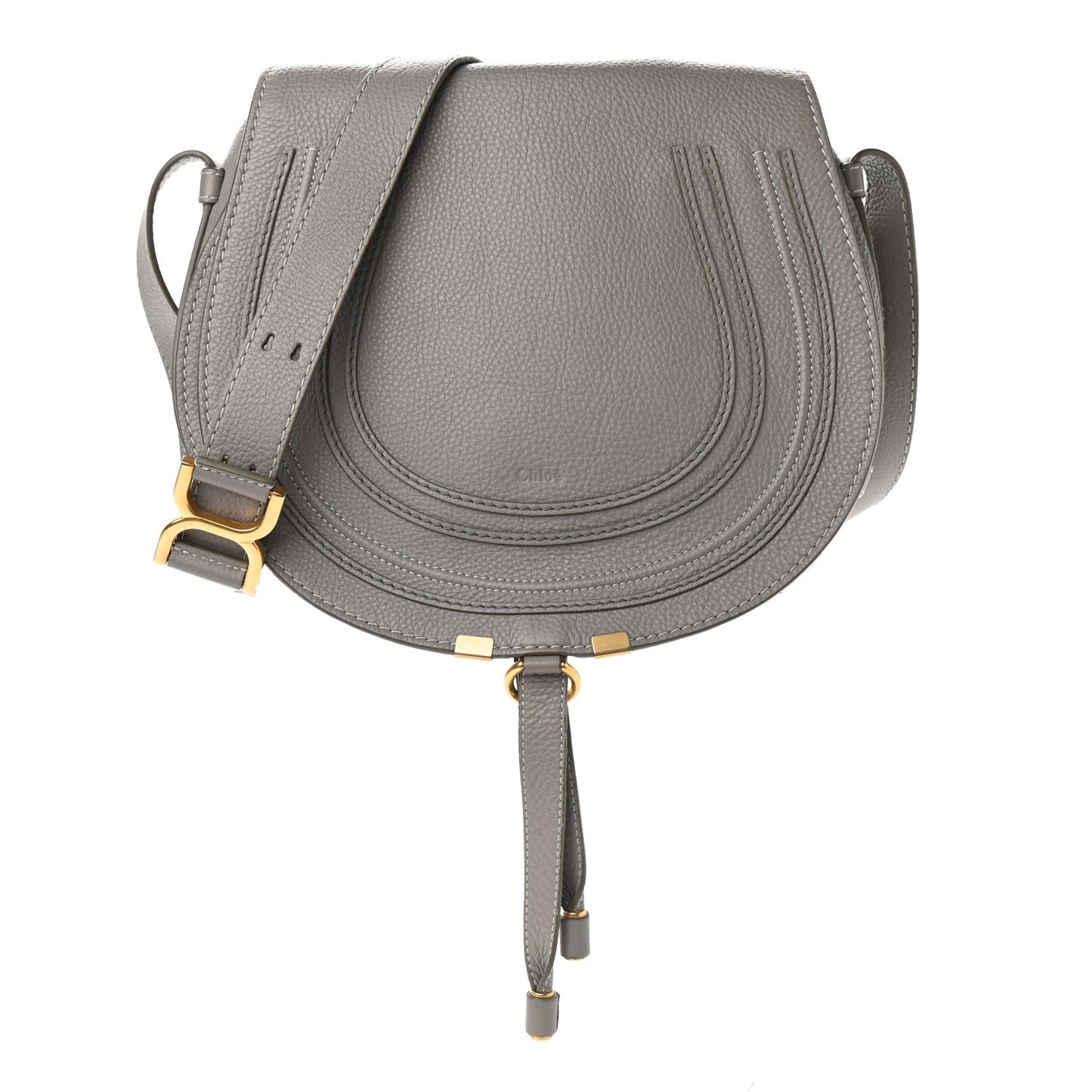 Calfskin Medium Marcie Round Crossbody Bag Cashmere Grey
