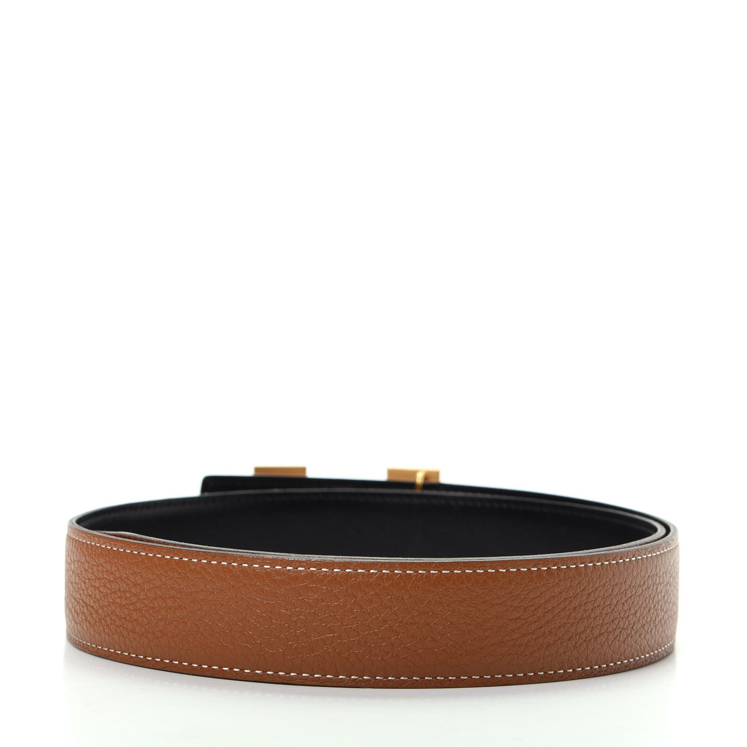Hermes Box Togo 32mm H Belt 80 Black Gold 2 of 7