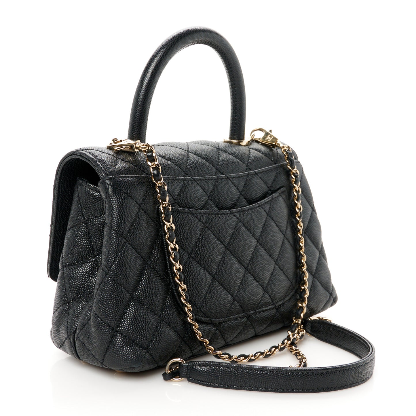 Caviar Quilted Mini Coco Handle Flap Black