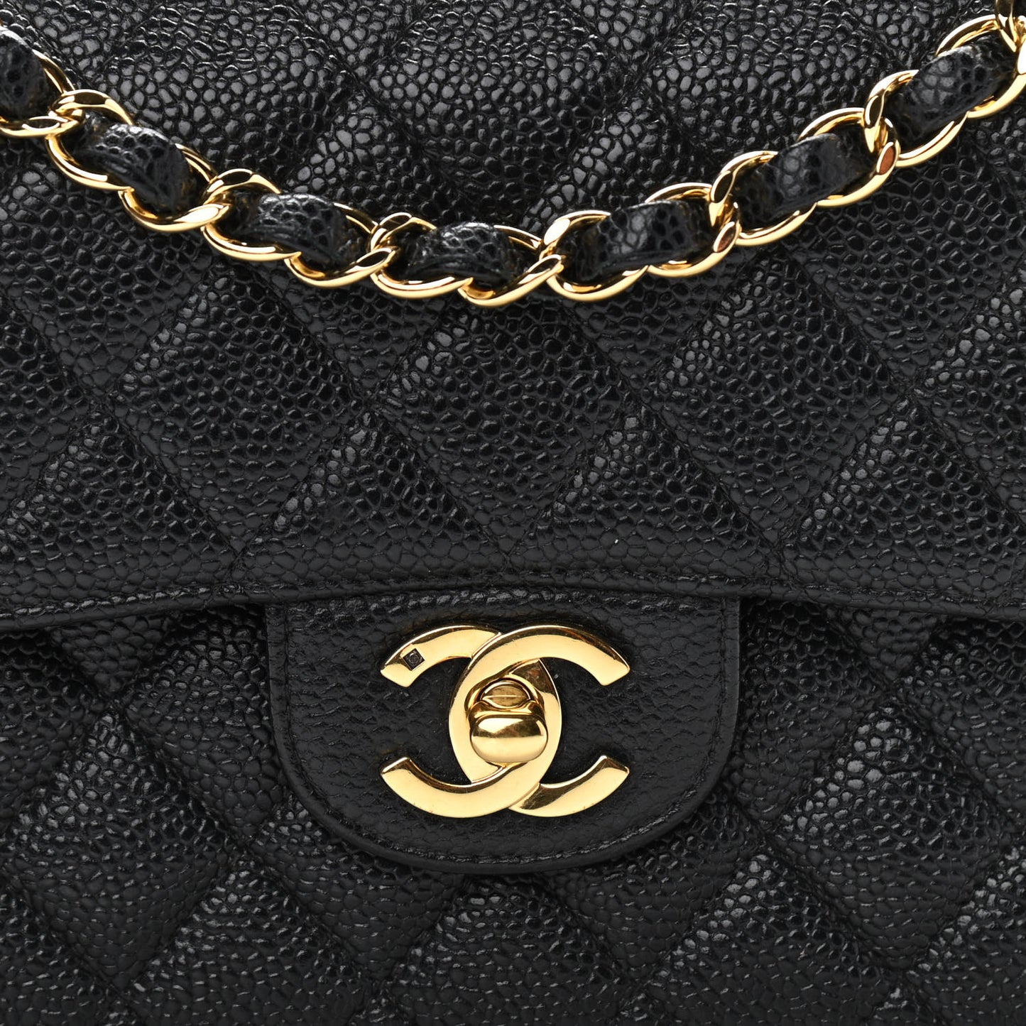 Caviar Quilted Small Double Flap Black